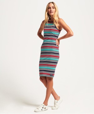 Superdry Strappy Stripe Midi Női Ruhák Színes/Csíkok | MPJTA0534